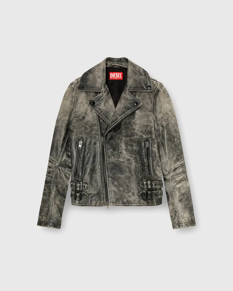 Diesel Biker-Jacke aus behandeltem Leder - Lederjacken - Herren - Grau Grau