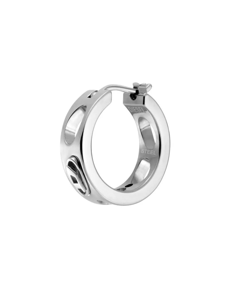 Diesel Edelstahl-Creolen - Ohrringe - Unisex - Silber Silber