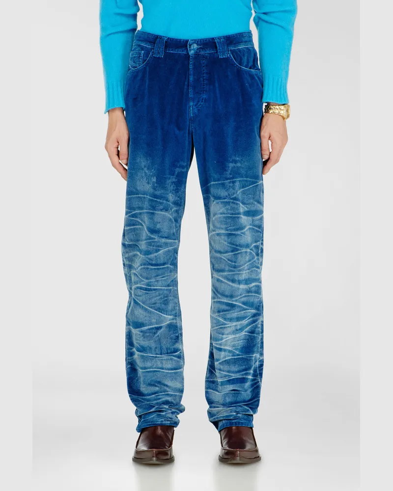 Diesel Regular Jeans High Waist 1991 D-Voeed, Dunkelblau, Knopfverschluss Blau