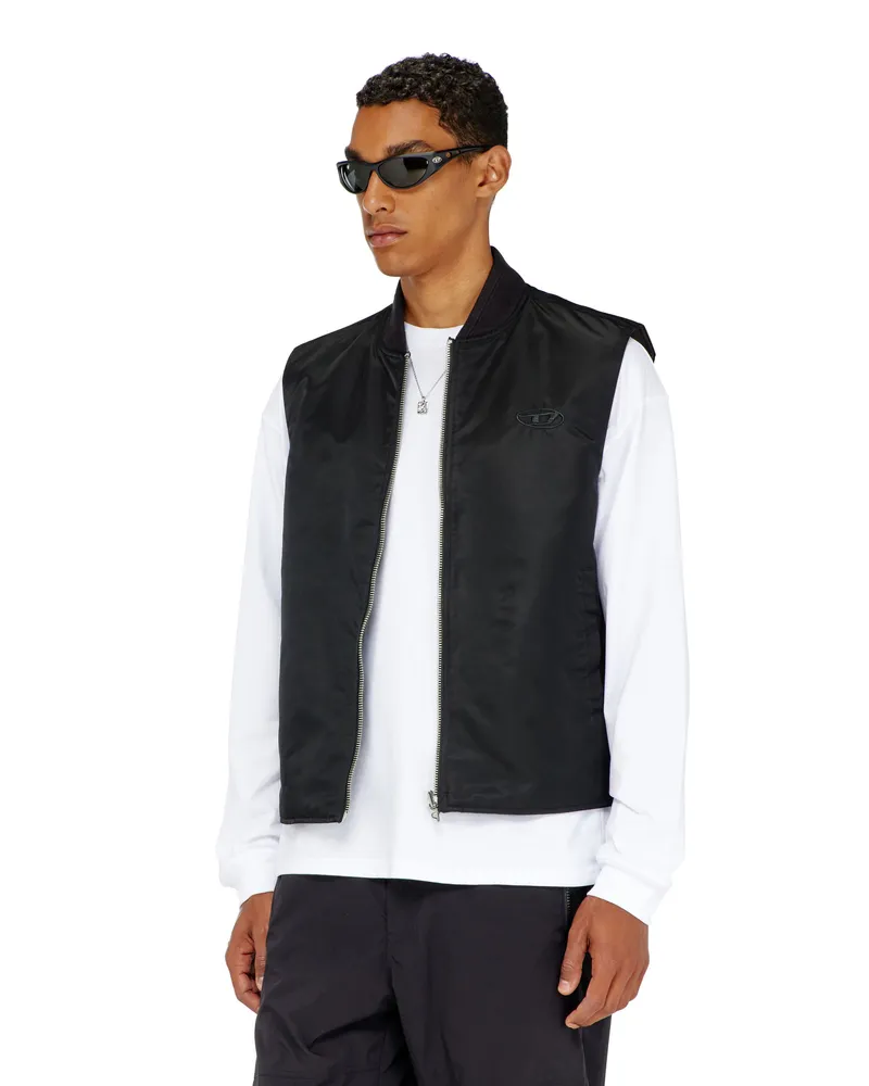 Diesel Gepolsterte Satinweste mit Oval-D-Stickerei - Winterjacken - Herren - Schwarz Schwarz