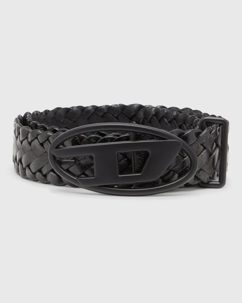 Diesel 4 cm geflochtener Ledergürtel - Gürtel - Unisex - Schwarz Schwarz