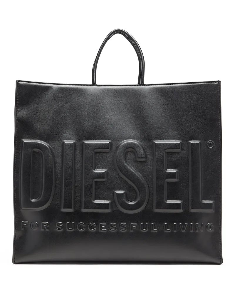 Diesel Dsl 3D-Einkaufstasche aus weichem PU mit geprägtem Logo - Shoppers - Unisex - Schwarz Schwarz