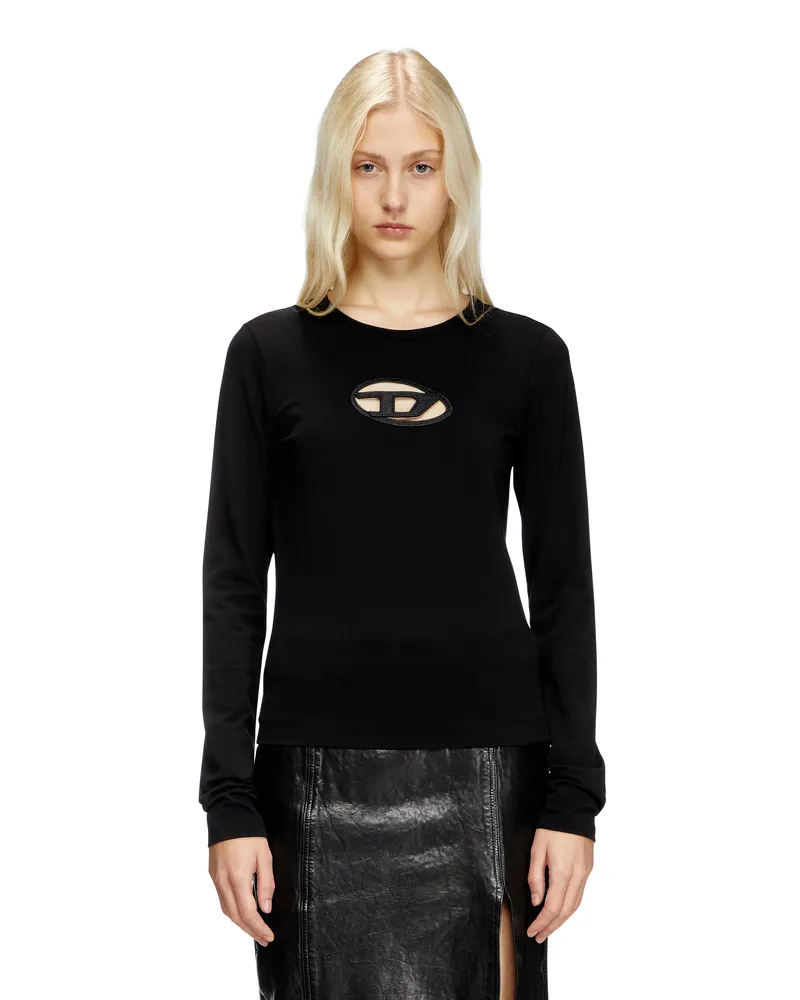 Diesel Langarm-T-Shirt mit Cutout-Logo - T-Shirts - Damen - Schwarz Schwarz