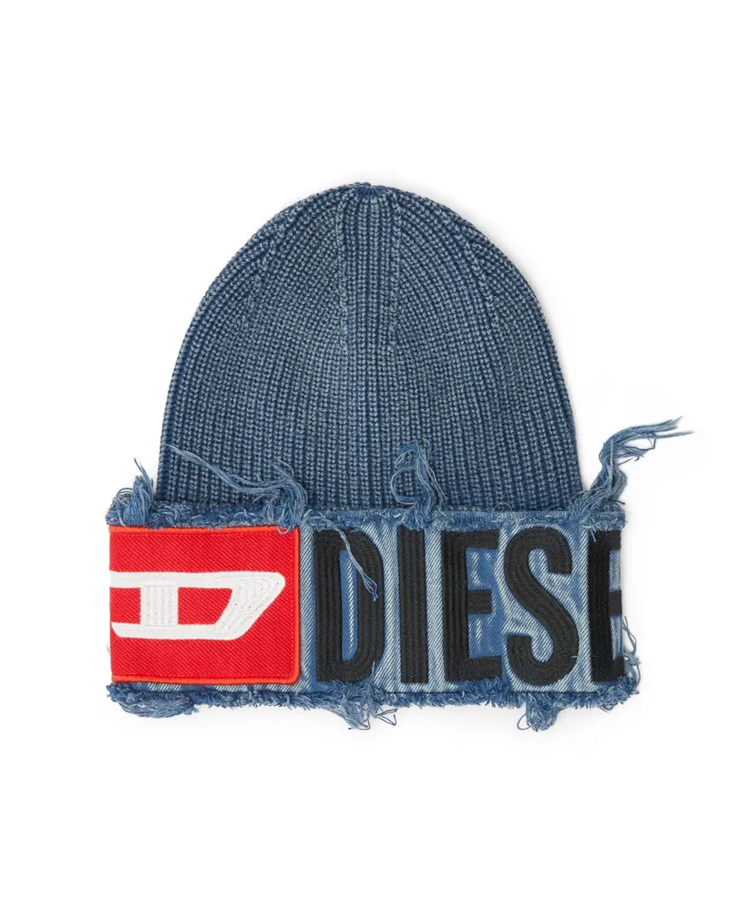 Diesel Mütze in Denim-Optik mit auffälligem Patch-Detail - Mützen - Unisex - Blau Blau