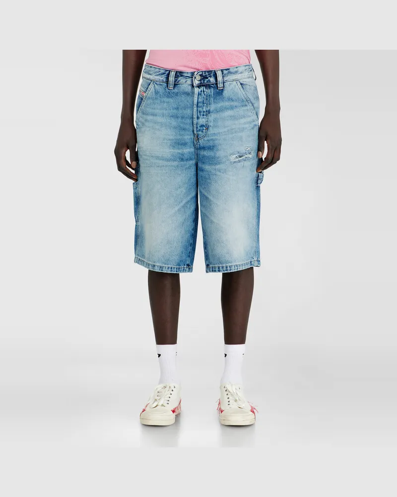 Diesel Relaxed Shorts aus fließendem Denim mit Abrieb-Effekten - Denim Kurze Hose - Herren - Blau Blau
