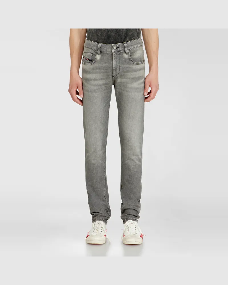 Diesel Slim Jeans Regular Waist 2019 D-Strukt, Hellgrau, Reißverschluss Grau