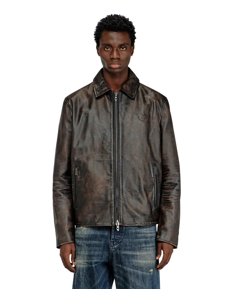 Diesel Coachjacke aus behandeltem Leder - Lederjacken - Herren - Braun Braun