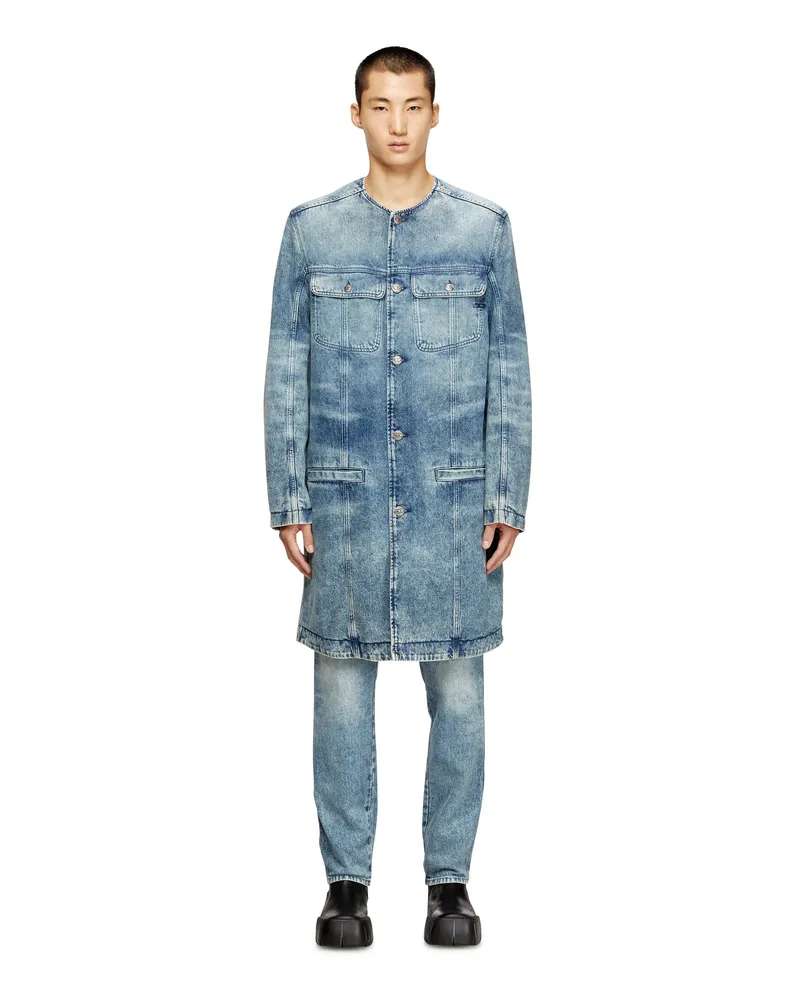 Diesel Mantel aus gelaserte Baumwolle-Hanf-Denim - Denim jacken - Herren - Blau Blau