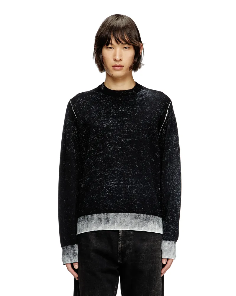 Diesel Pullover aus Baumwolle mit Innen-Print - Strickwaren - Herren - Schwarz Schwarz