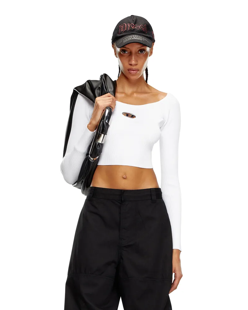 Diesel Off-the-Shoulder-Top aus Rippstrick - Oberteile - Damen - Weiss Weiss