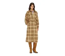 Midikleid aus kariertem Flanell mit breitem Gürtel - Kleider - Damen - Bunt
