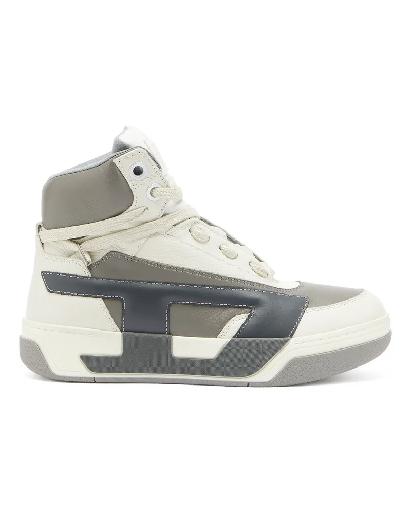 Diesel S-D-Ollie - High-Top-Sneaker aus Leder mit D-Logo - Sneakers - Herren - Weiss Weiss