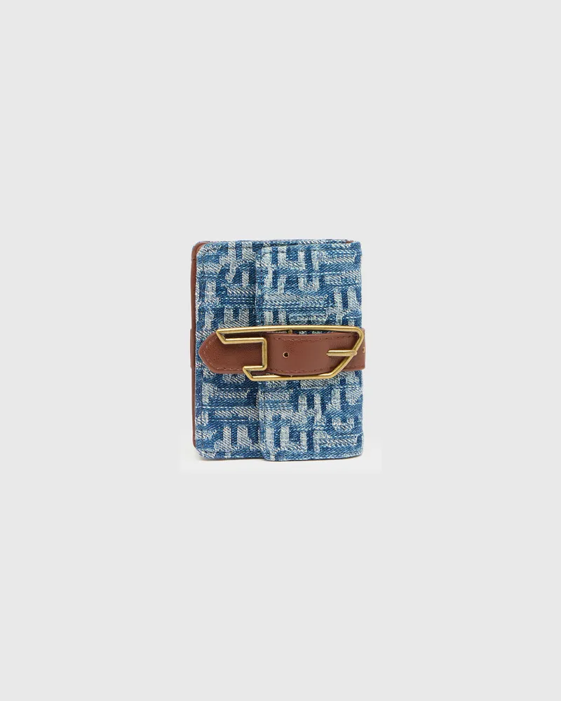 Diesel Kartenetui aus Monogram-Denim mit Gürtel-Detail - Kartenetuis - Damen - Blau Blau