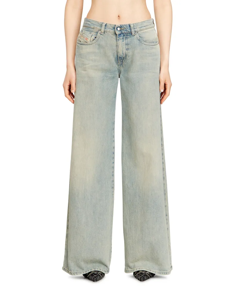Diesel Flare Jeans Regular Waist 1978 D-Akemi, Mittelblau, Reißverschluss Blau