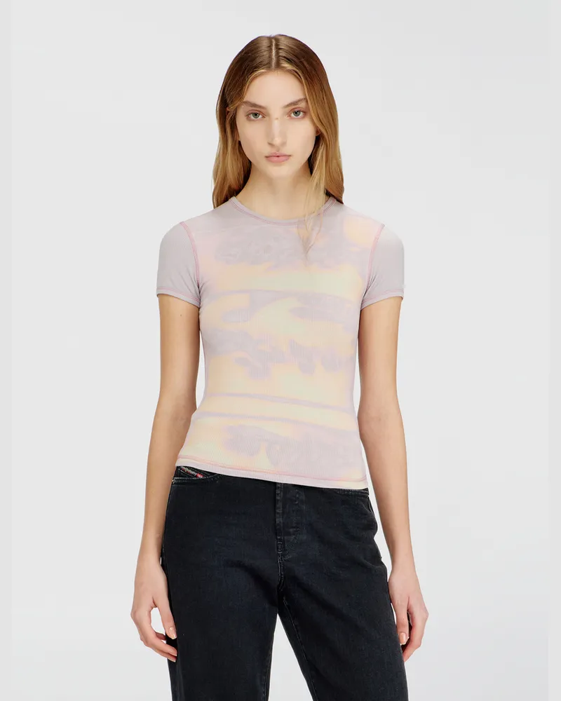 Diesel Schmal geschnittenes Jersey-Top mit Grafikdruck - Oberteile - Damen - Violett Violett