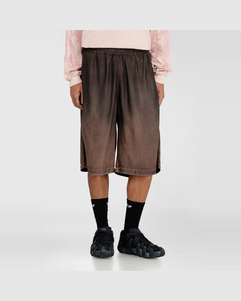 Diesel Lockere Bermudashorts aus fließendem, beschichtetem Denim - Denim Kurze Hose - Unisex - Braun Braun