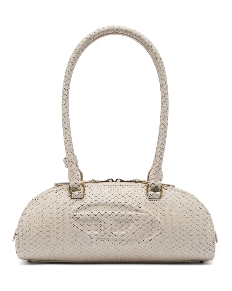 Diesel 1DR Dome-Langgezogene Bowlingtasche aus strukturiertem Leder - Schultertaschen - Damen - Beige Beige