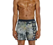 Badeshorts mit Distressed-Print und Maxi-Logo - Badeshorts - Herren - Bunt