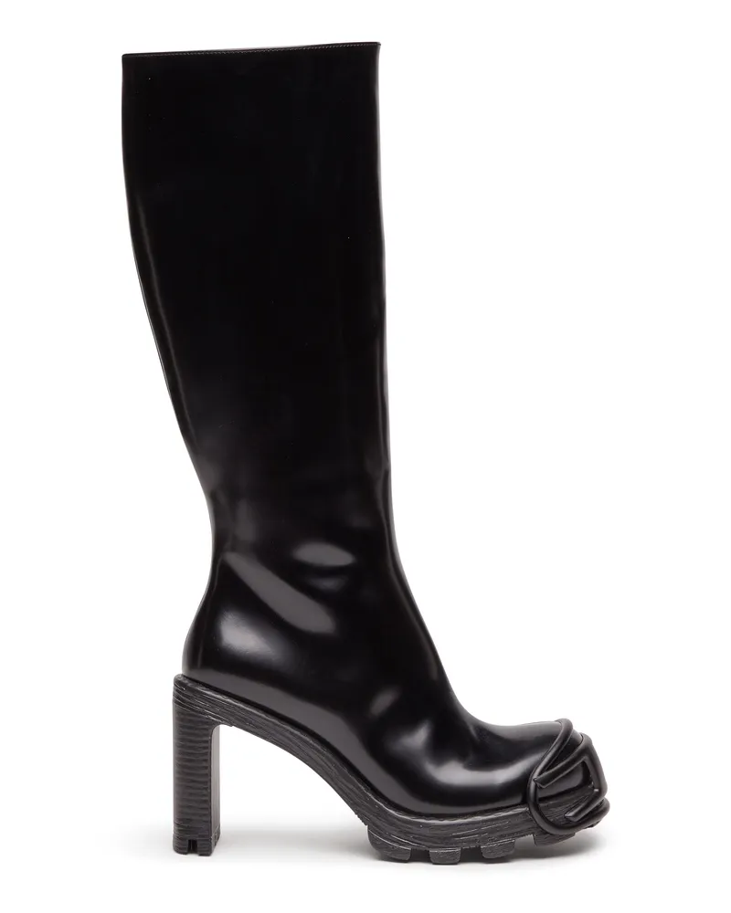Diesel D-Hammer-Hochhackige Stiefel aus gebürstetem Leder - Stiefel - Damen - Schwarz Schwarz