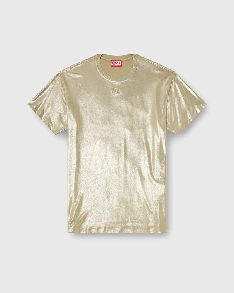Diesel Jersey-T-Shirt mit Metallic-Finish - T-Shirts - Damen - Gold Gold