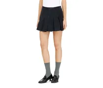Faltenrock-Shorts aus Nadelstreifen-Denim - Kurze Hosen - Damen - Schwarz