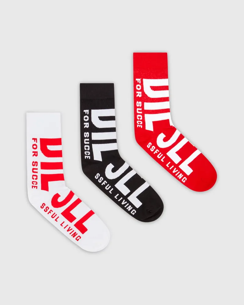 Diesel Socken mit großem Logo im Dreierpack - Socken - Herren - Bunt Bunt