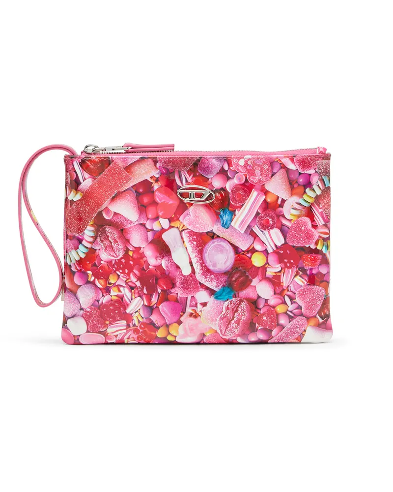 Diesel Pouch aus bedrucktem glänzendem PU - Kleine Portemonnaies - Damen - Rosa Rosa
