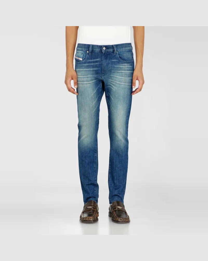 Diesel Slim Jeans Regular Waist 2019 D-Strukt, Dunkelblau, Reißverschluss Blau
