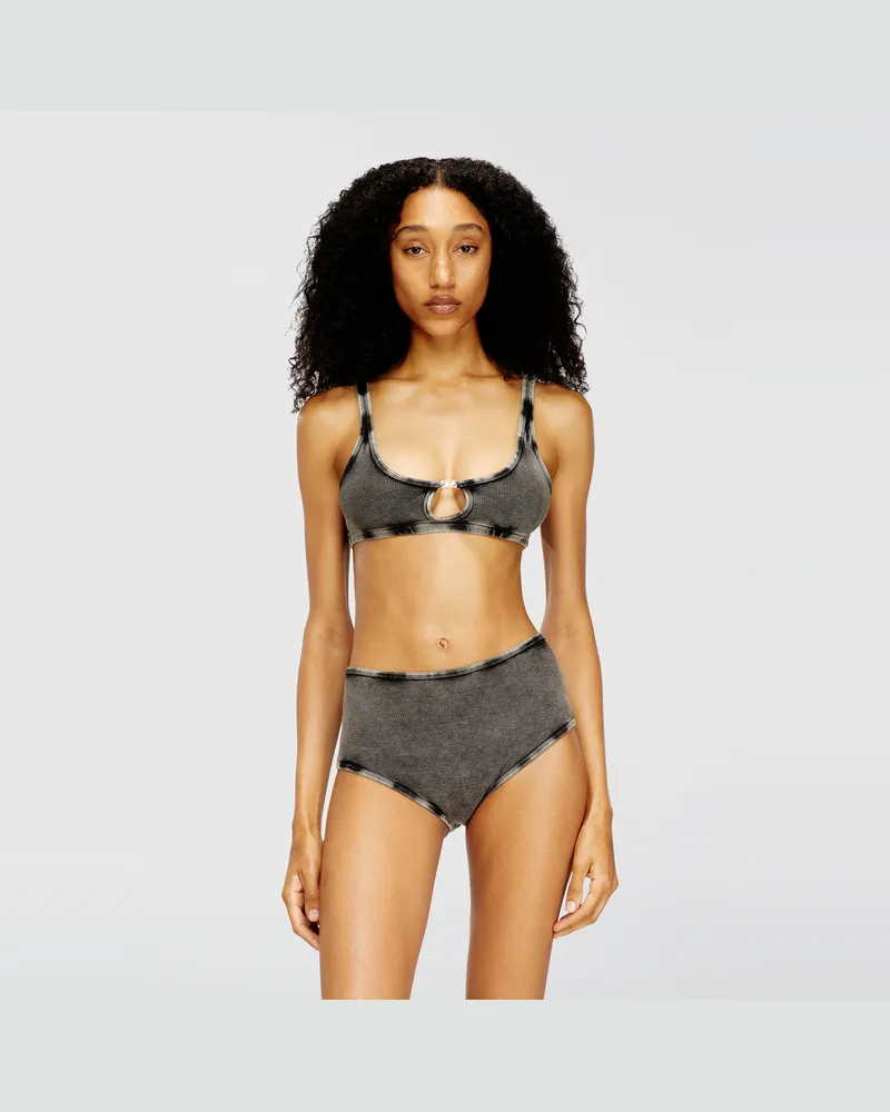 Diesel Bralette aus gerippter Baumwolle mit ovalem Schmuck-D - BHs - Damen - Grau Grau
