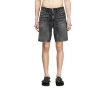 Schmal geschnittene Shorts aus Denim - Denim Kurze Hose - Herren - Schwarz