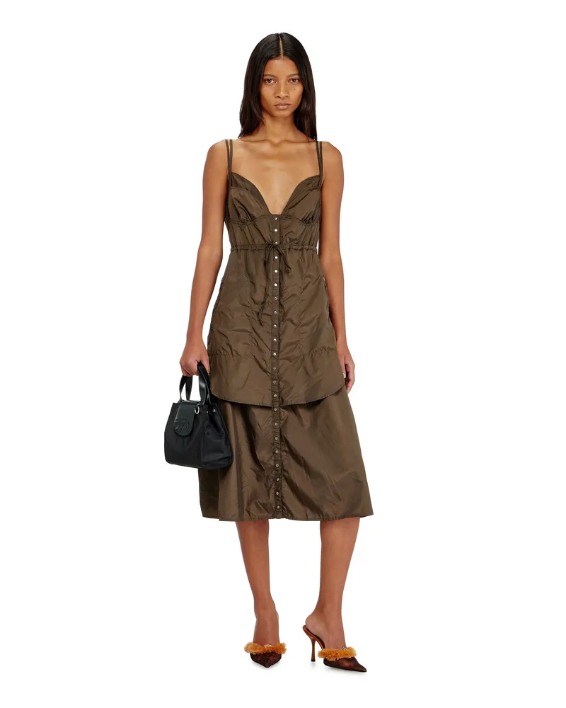Diesel Leichtes Nylonkleid mit Lagen-Design - Kleider - Damen - Braun Braun
