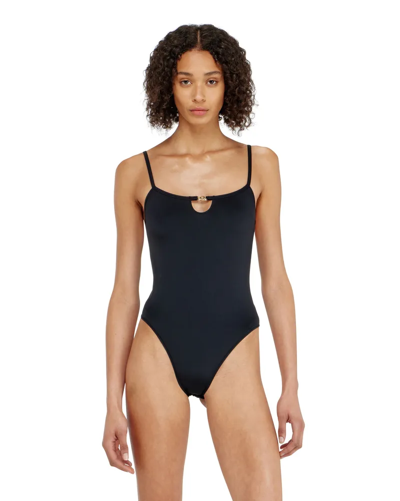 Diesel Nylon-Body mit Cut-out und Metall-Oval D - Bodys - Damen - Schwarz Schwarz