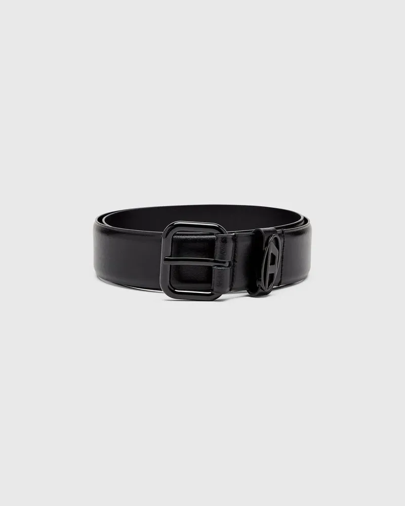 Diesel 3.9cm Gürtel aus Leder mit Logo-Plakette - Gürtel - Unisex - Schwarz Schwarz
