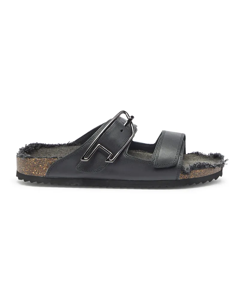 Diesel D-Woodstock - Lederriemen mit Korkfußbett - Sandalen - Herren - Schwarz Schwarz