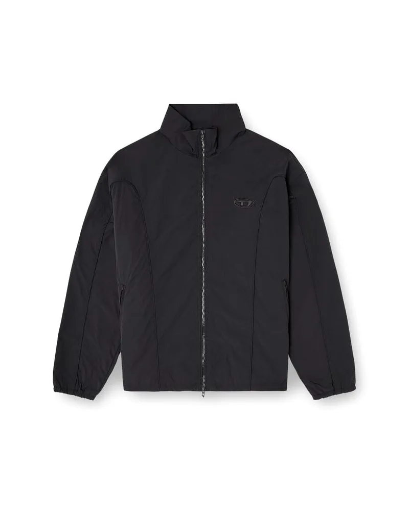 Diesel Jacke aus geknittertem Nylon mit Paspeln - Jacken - Herren - Schwarz Schwarz