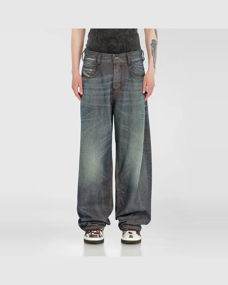 Diesel Relaxed Jeans Regular Waist 1997 D-Enim-M,, Knopfverschluss Blau