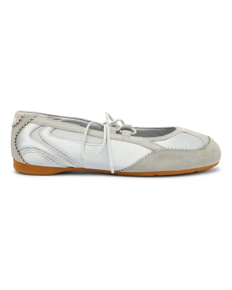Diesel D-Mile - Ballerinaschnürschuhe aus Leder und Mesh - Flats - Damen - Grau Grau