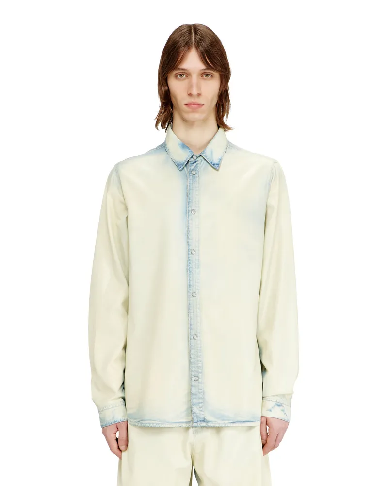 Diesel Hemd aus fließendem X-Ray-Bleach-Denim - Denimhemden - Herren - Blau Blau