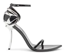 D-Ten & Half-Stiletto-Sandalen aus Lackleder und Satin - Sandalen - Damen - Schwarz