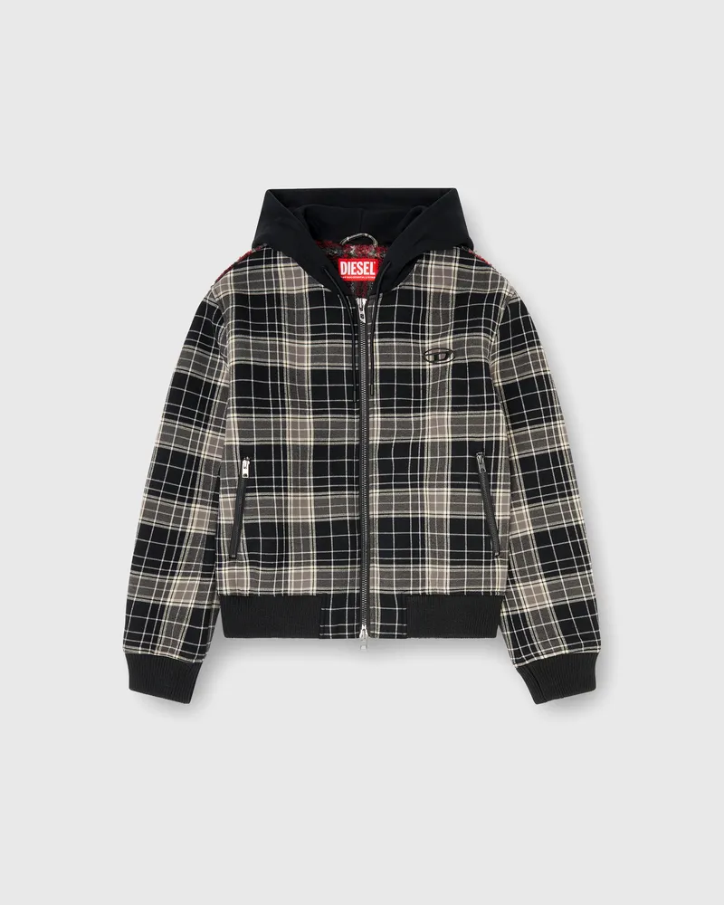 Diesel Karo - Karo-bomberjacke mit flanellmuster und teddyfutter - Winterjacken - Herren - Bunt Bunt