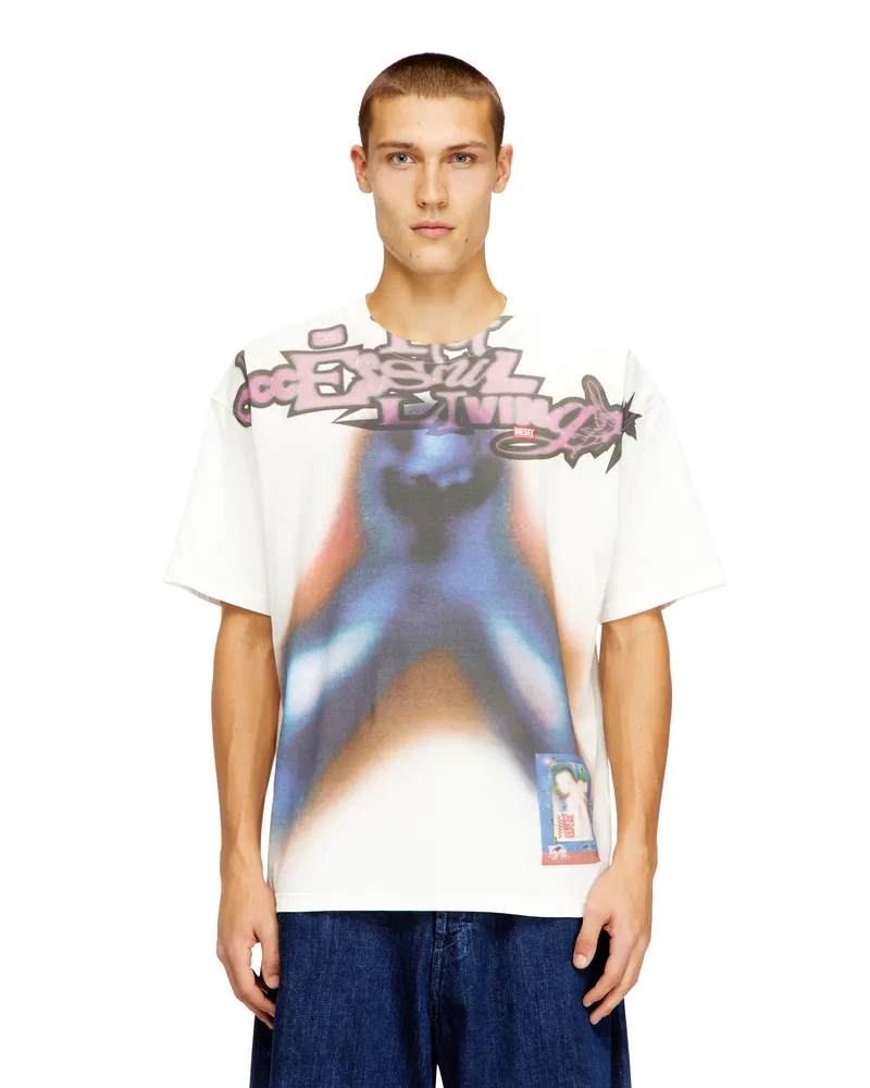 Diesel Entspannte Baumwoll-T-Shirt mit Digitaldruck - T-Shirts - Herren - Bunt Bunt