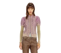 Kurzarm-zip-cardigan im Zopfmuster - Strickwaren - Damen - Bunt