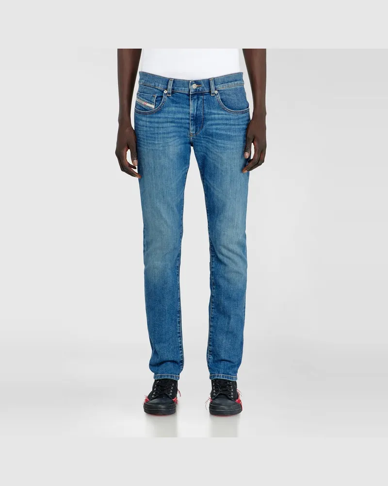 Diesel Slim Jeans Regular Waist 2019 D-Strukt, Hellblau, Reißverschluss Blau