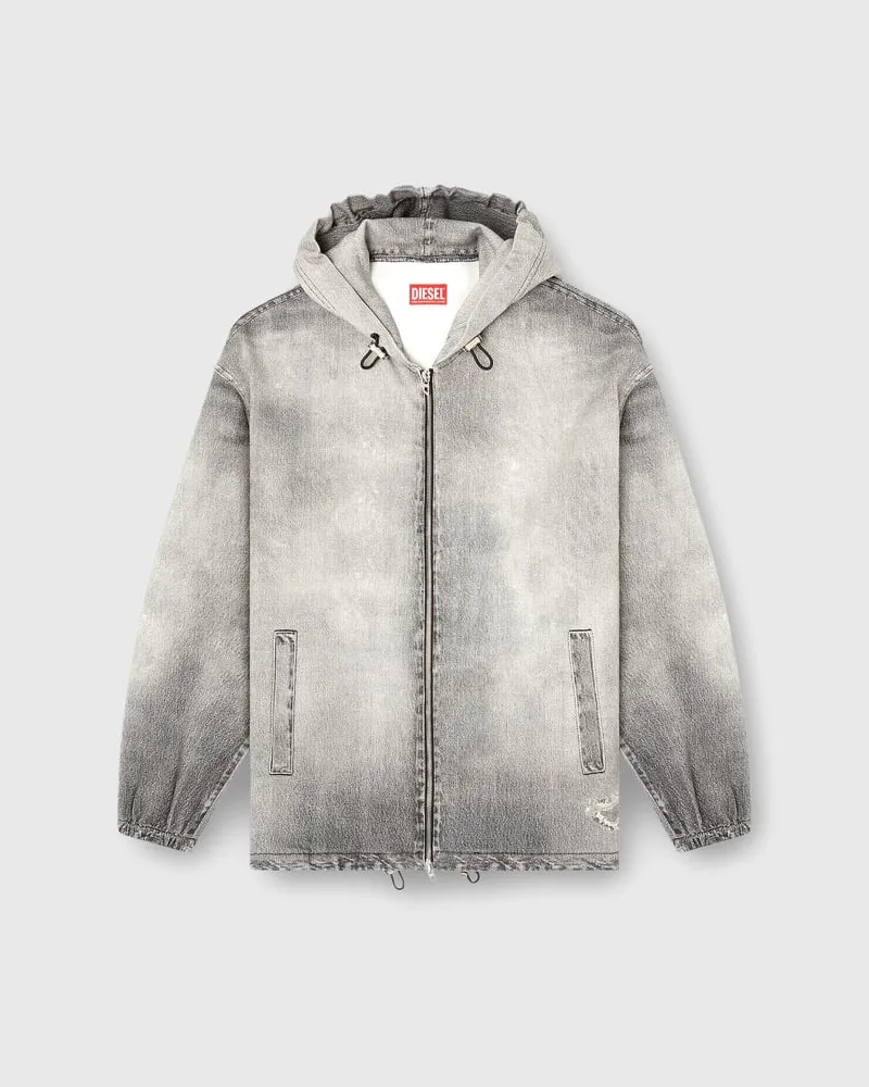 Diesel Kapuzenjacke aus Trompe-l'oeil-JoggJeans - Denim jacken - Herren - Grau Grau