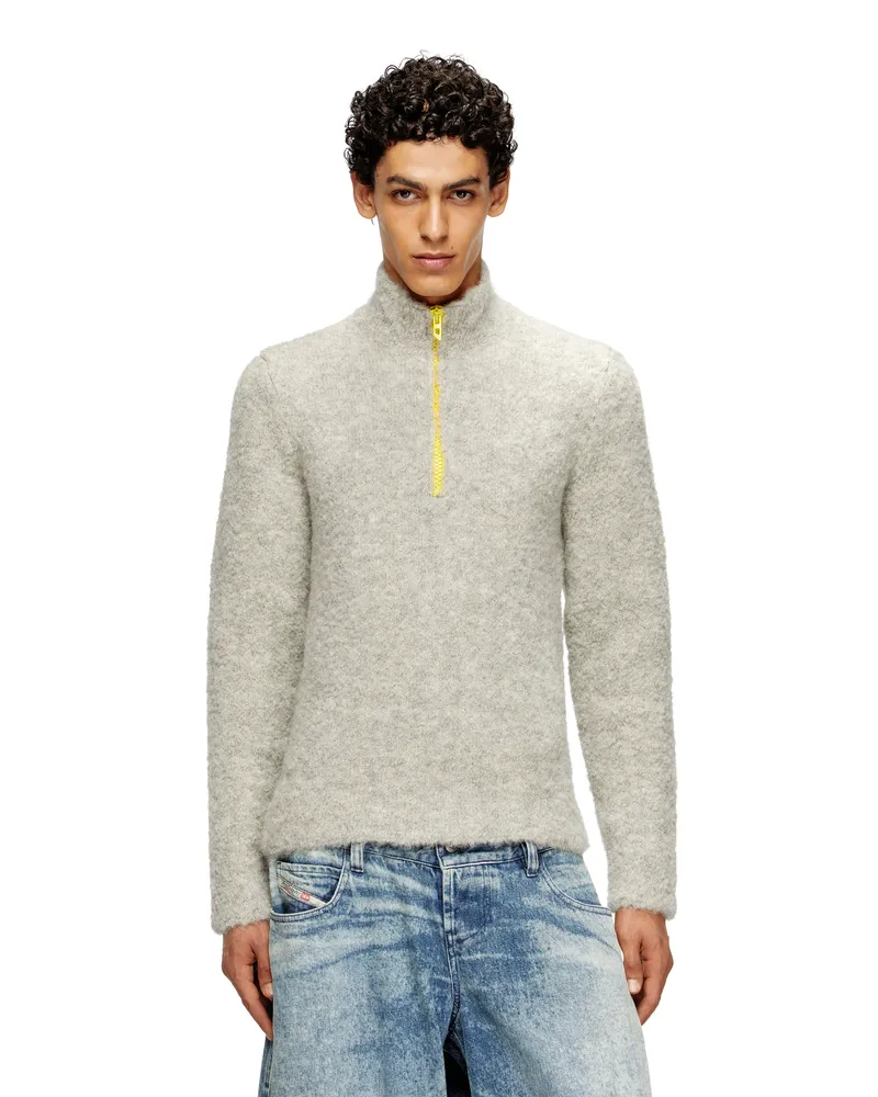 Diesel Halbreißverschluss-Pullover mit kontrastierendem Innenfutter - Strickwaren - Herren - Grau Grau