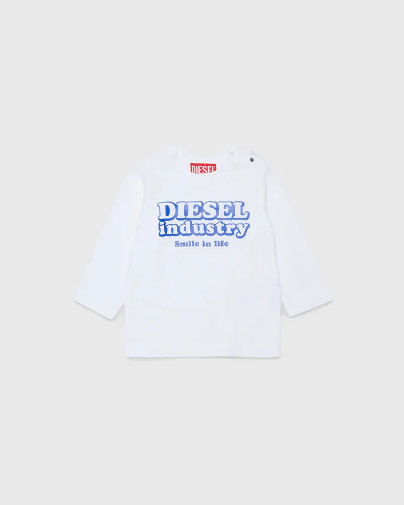 Diesel Langarm-T-Shirt mit Diesel Industry Print - T-Shirts und Tops - Herren - Weiss Weiss