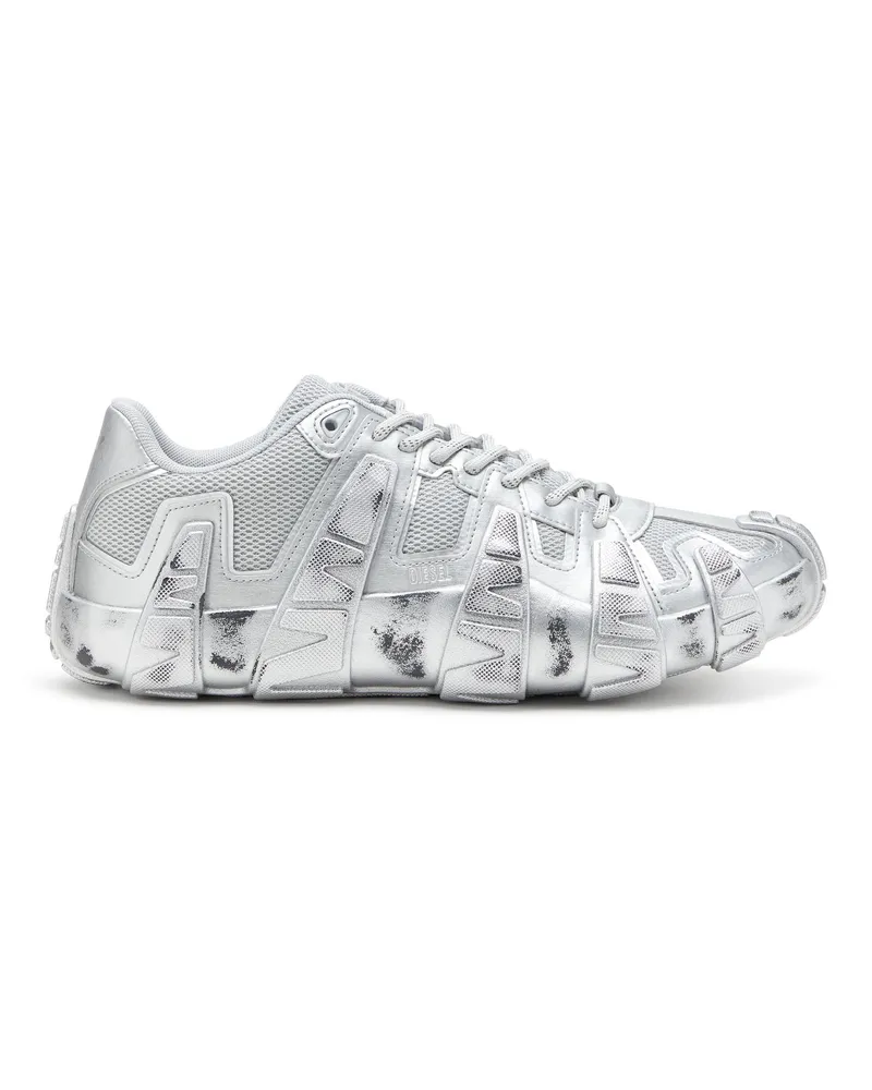 Diesel Metallic-Sneakers aus Mesh und PU - Sneakers - Herren - Silber Silber