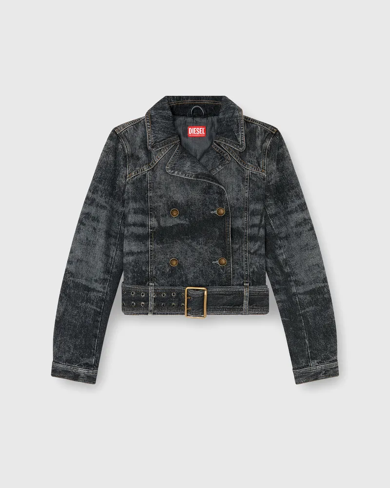 Diesel Cropped Denimjacke mit Gürtel - Denim jacken - Damen - Schwarz Schwarz