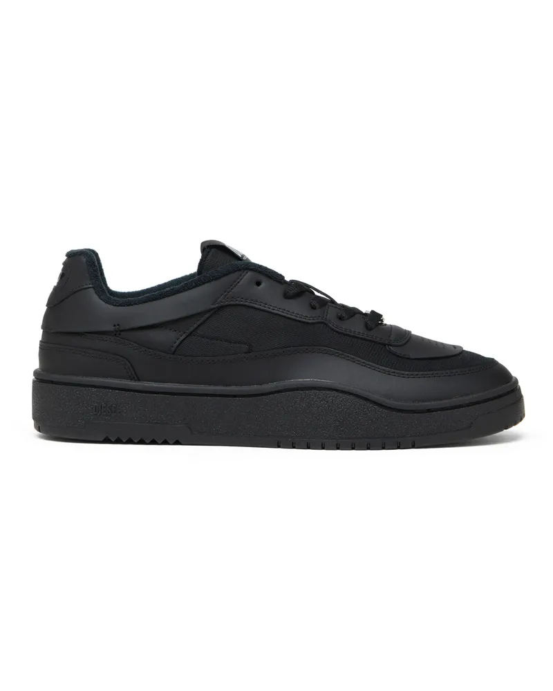 Diesel S-Oval Skate-Sneakers aus Leder mit Einsatz aus Stoff - Sneakers - Herren - Schwarz Schwarz