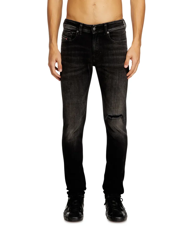 Diesel Skinny Jeans Low Waist 1979 Sleenker, Schwarz/Dunkelgrau, Reißverschluss Schwarz